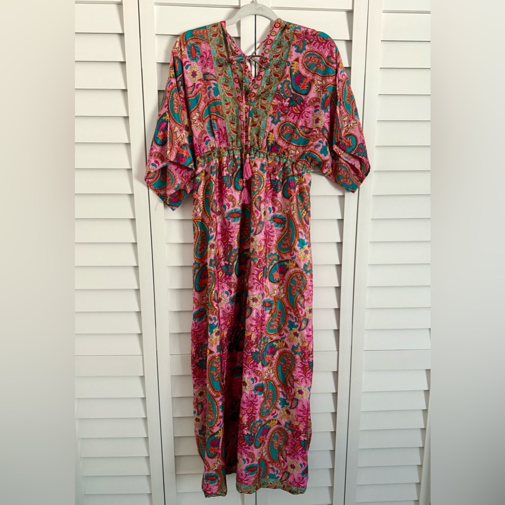 Maxi Dress in Pink and Turquoise
